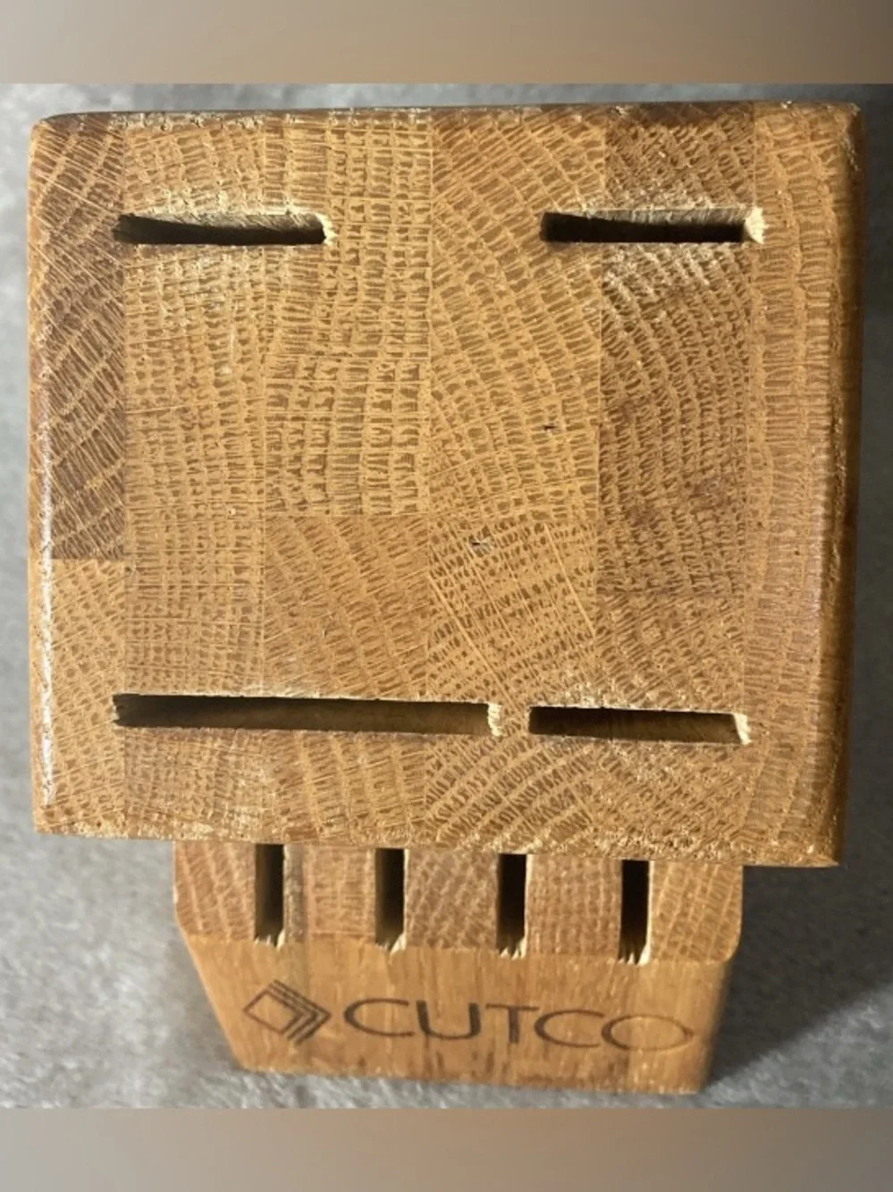 Cutco 8 Slot Wood Knife Storage Block Blonde Solid Oak Wood